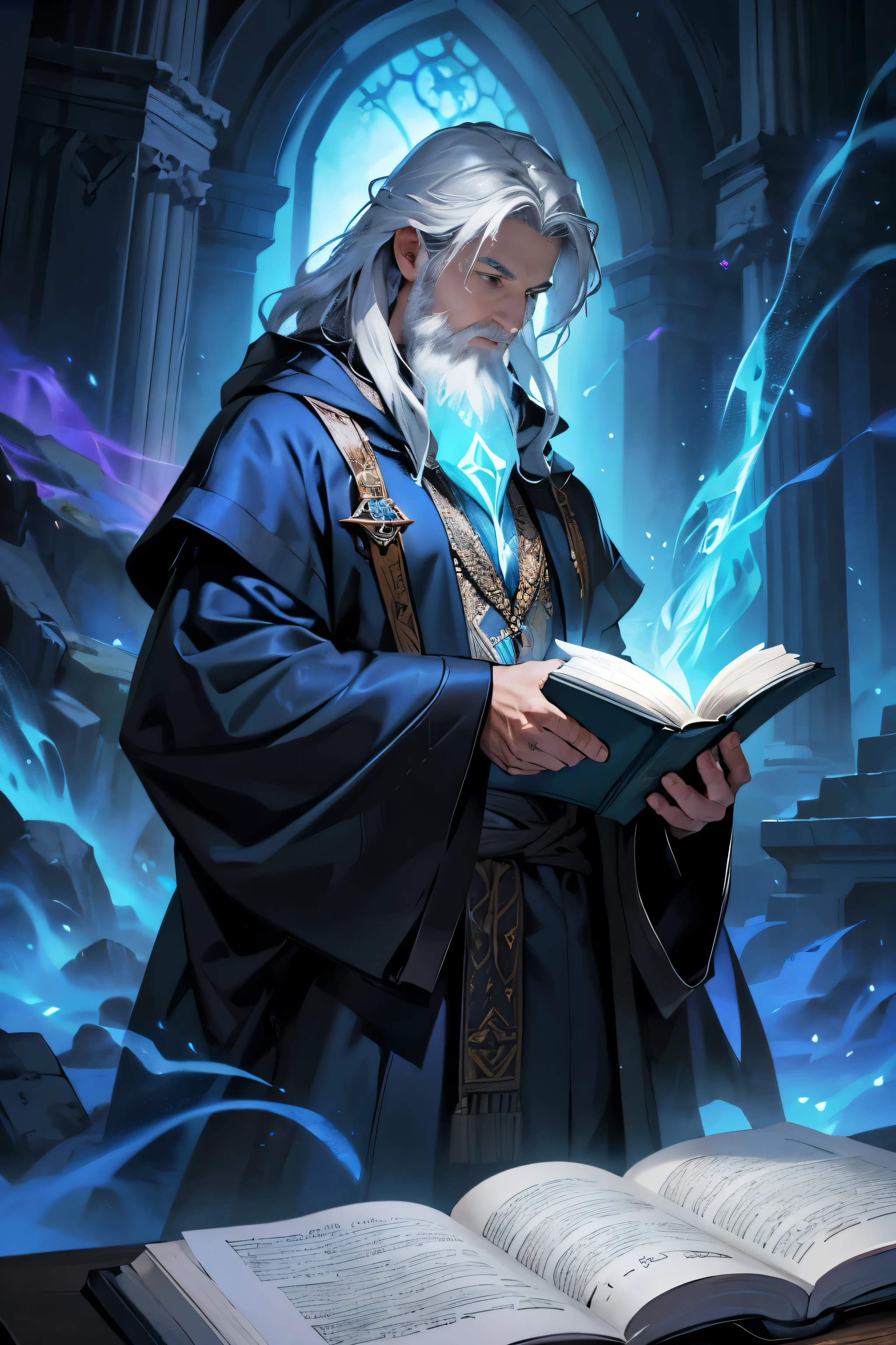 ((Best quality)), ((masterpiece)), ((realistic cartoon)), ((perfect character)):

In this stunning and highly detailed realistic cartoon, we present a mage summoning his enchantments in a mystical world. The mage stands tall, clad in intricate and detailed mage robes, complete with flowing garments and ornate patterns. His face is adorned with a medium, white beard, adding to his wise and aged appearance.

With a majestic book in hand, the mage channels the power of magic, conjuring dazzling rays and ethereal energies. The scene is set in a thematically rich environment, filled with magical artifacts, ancient tomes, and mystical symbols that enhance the ambiance. The lighting, crafted with a cinematic touch, casts a spellbinding glow, emphasizing the magical aura surrounding the mage.

Every element of this masterpiece is carefully designed to create a sense of realism and immersion. The intricacies of the mage's clothing, the mesmerizing effects of his conjurations, and the level of detail in his weathered face all contribute to a captivating visual experience. This artwork is presented in stunning UHD resolution, allowing you to appreciate every nuance and intricacy in breathtaking detail.

Eye level, scenic, masterpiece.