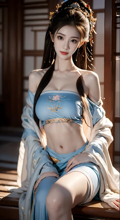 best picture quality，Very detailed，extremely high resolution，perfect body proportions，Works by top photographers。Beautiful Hanfu...