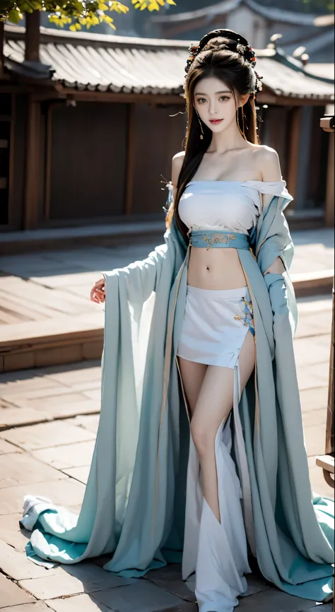 best picture quality，Very detailed，extremely high resolution，perfect body proportions，Works by top photographers。Beautiful Hanfu...