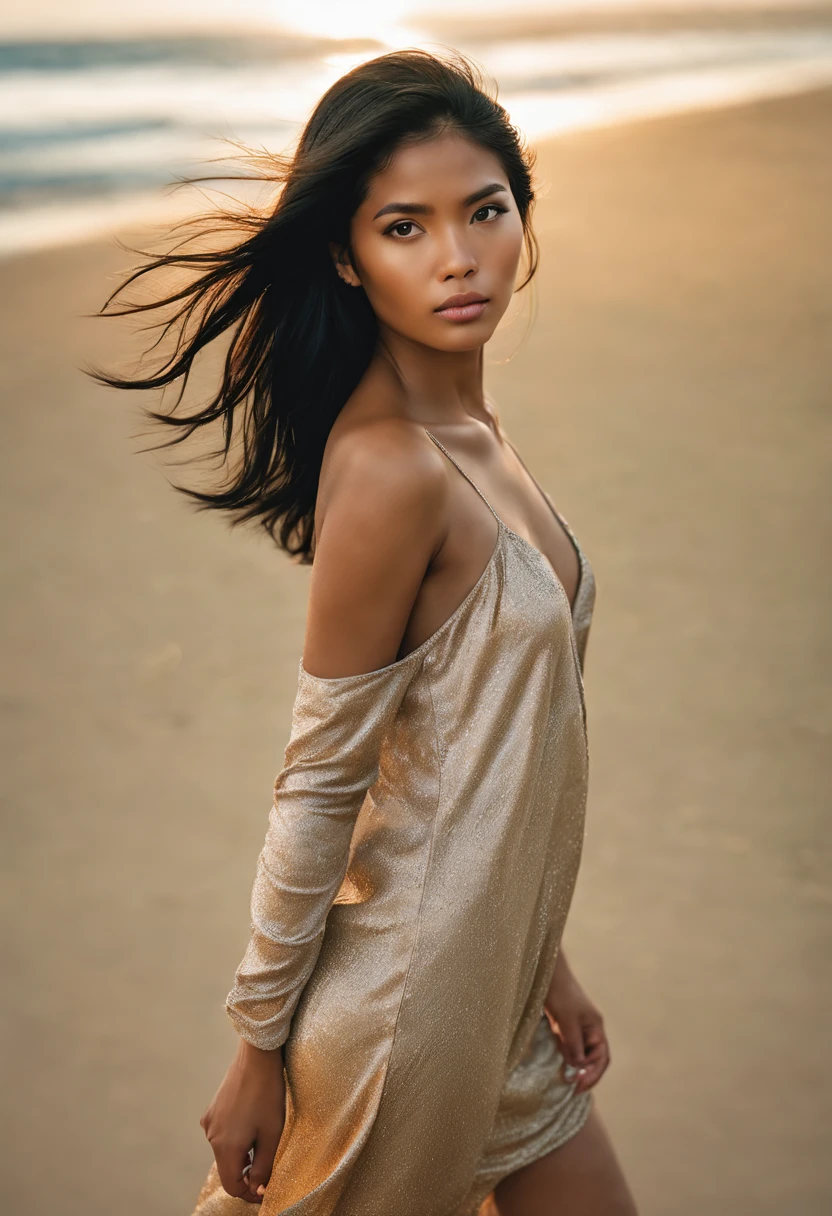 Une représentation exquise d'une femme philippine de 2 corps entiers, capturée dans une photographie réaliste qui résonne avec sa grâce unique. La photographie capture l'essence de deux filles, rayonnant de confiance car elle est nue avec une belle peau brune. Ses cheveux noirs éclatants sont une touche frappante à son apparence., un témoignage de son individualité et de son flair artistique. Le cadre est une plage sereine, où le sable doré rencontre les douces vagues, offrant une toile de fond qui fait écho à sa beauté naturelle. L&#39;image se concentre uniquement sur elle, permettant à son charme d&#39;occuper le devant de la scène. Présenté dans un format de fond d&#39;écran CG Unity 8k extrêmement détaillé, cette photographie offre une expérience visuelle inégalée qui capture méticuleusement toutes les facettes de son existence. Une photographie comme celle-ci n&#39;est pas qu&#39;une image; c&#39;est un témoignage de la fusion de l&#39;art et de la vie. Fabriqué par le talentueux Steve McCurry, un maestro de son métier, ce portrait professionnel et majestueux résume l&#39;essence du sujet d&#39;une manière synonyme du nom de McCurry. Capturé avec un reflex numérique UHD 8k, l&#39;éclairage doux rehausse ses traits tandis qu&#39;un délicat effet de grain de film ajoute un air d&#39;authenticité intemporelle. L&#39;objectif Fujifilm XT3, fixé à f/5.6, assure une mise au point nette et des détails élevés, mettant magnifiquement en valeur les contours et les nuances qui définissent sa beauté unique. L&#39;image a une nuance dramatique, capturé dans une perspective qui invite le spectateur à se connecter avec elle à un niveau plus profond. Son regard, adressé au spectateur, résonne avec un poids de 1.2, forger une connexion engageante et personnelle. Les pupilles détaillées sont agrandies à 1.3, donnant une profondeur fascinante à ses yeux expressifs. L&#39;utilisation de la lumière naturelle confère une atmosphère chaleureuse et authentique, capturer la véritable essence de son rayonnement.