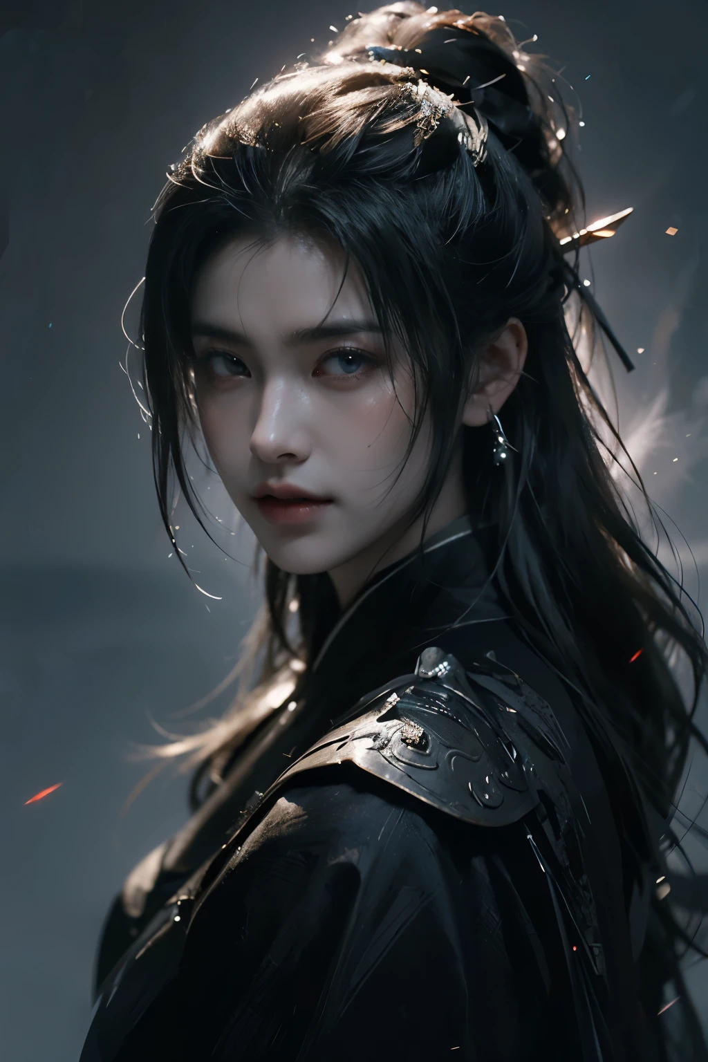 Game art，The best picture quality，Highest resolution，8K，(A bust photograph)，(Portrait from bust:1.5)，(Head close-up)，(Rule of thirds)，Unreal Engine 5 rendering works， (The Girl of the Future)，(Female Warrior)， 
20-year-old girl，(The warrior in ancient China)，An eye rich in detail，(Big breasts)，Elegant and noble，indifferent，(Brave)，
(The costume of Chinese swordsman elements，Costumes of ancient Chinese characters，A random pattern of clothing，Ribbon，Joint Armor，Rich dress details，)Chinese Characters，Fantasy style，
Photo poses，Field background，Movie lights，Ray tracing，Game CG，((3D Unreal Engine))，oc rendering reflection pattern