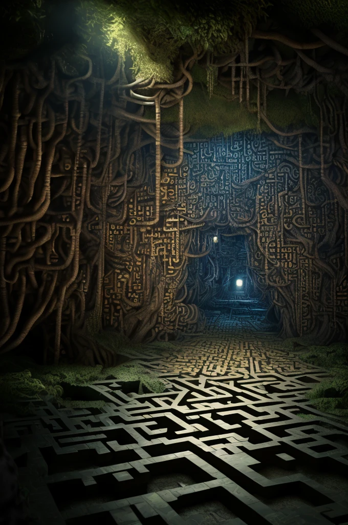 Labyrinthe souterrain, par H.J.. Gué, Meilleure qualité, chef-d&#39;œuvre, 8k