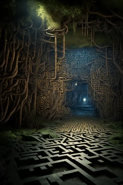 Underground maze, by H.J. Ford, best quality, masterpiece, 8k