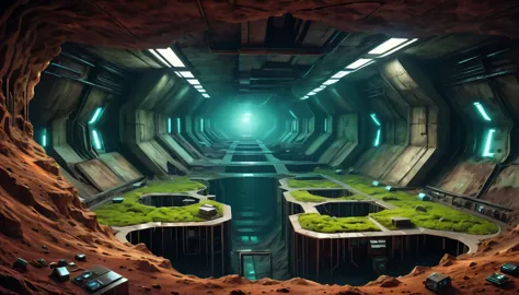 Underground bomb shelters，Hidden underground military research base，deep into the earth&#39;crust，Ant nest structure，chaining，Se...