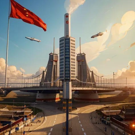 ，China high-speed rail，Chinese chip，Chinese rockets，Chinese satellites，Bridge，，fighter jets，genetic engineering，Flag of China