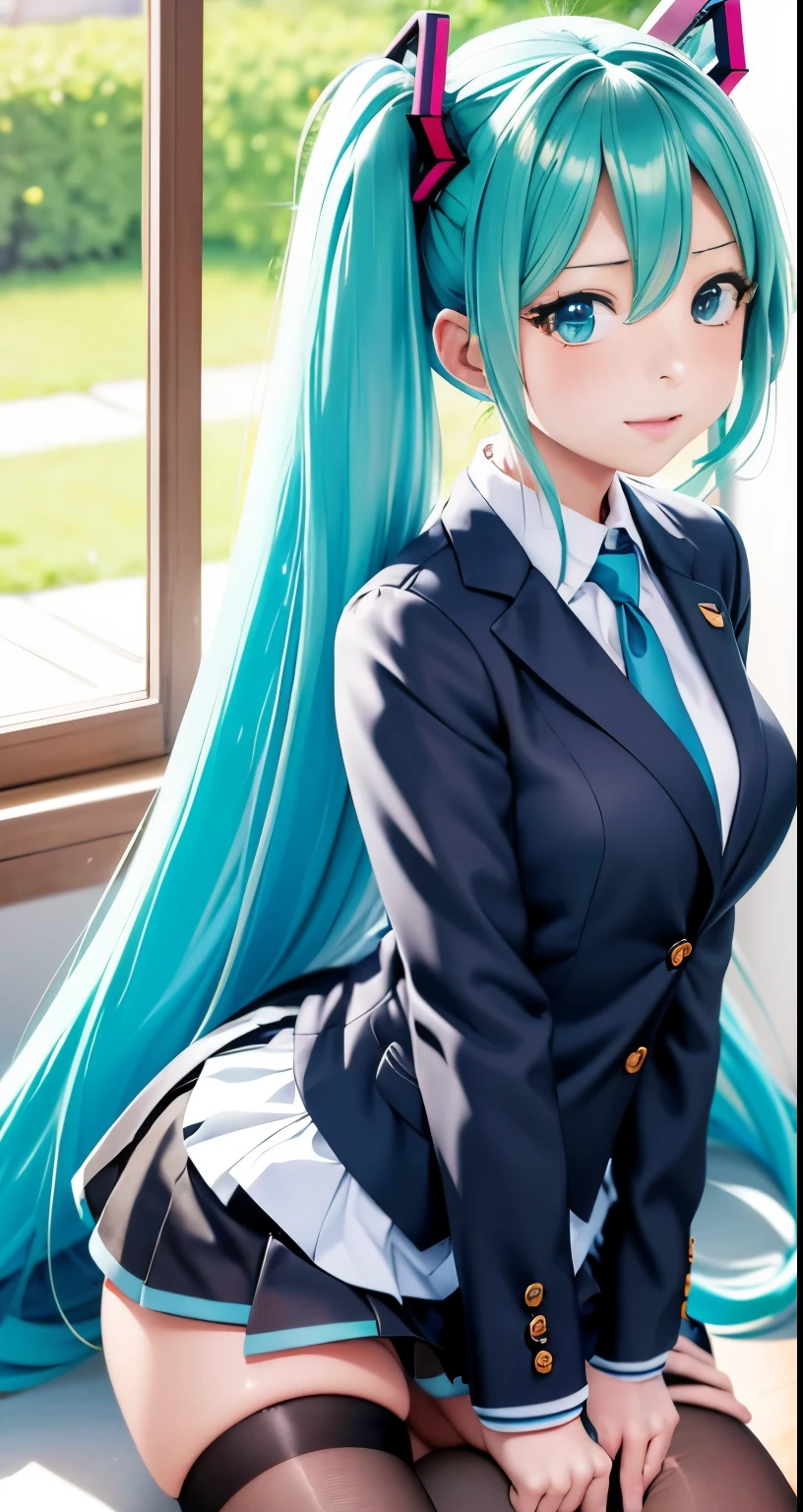 A close up of a person in a uniform with a blue hair - SeaArt AI