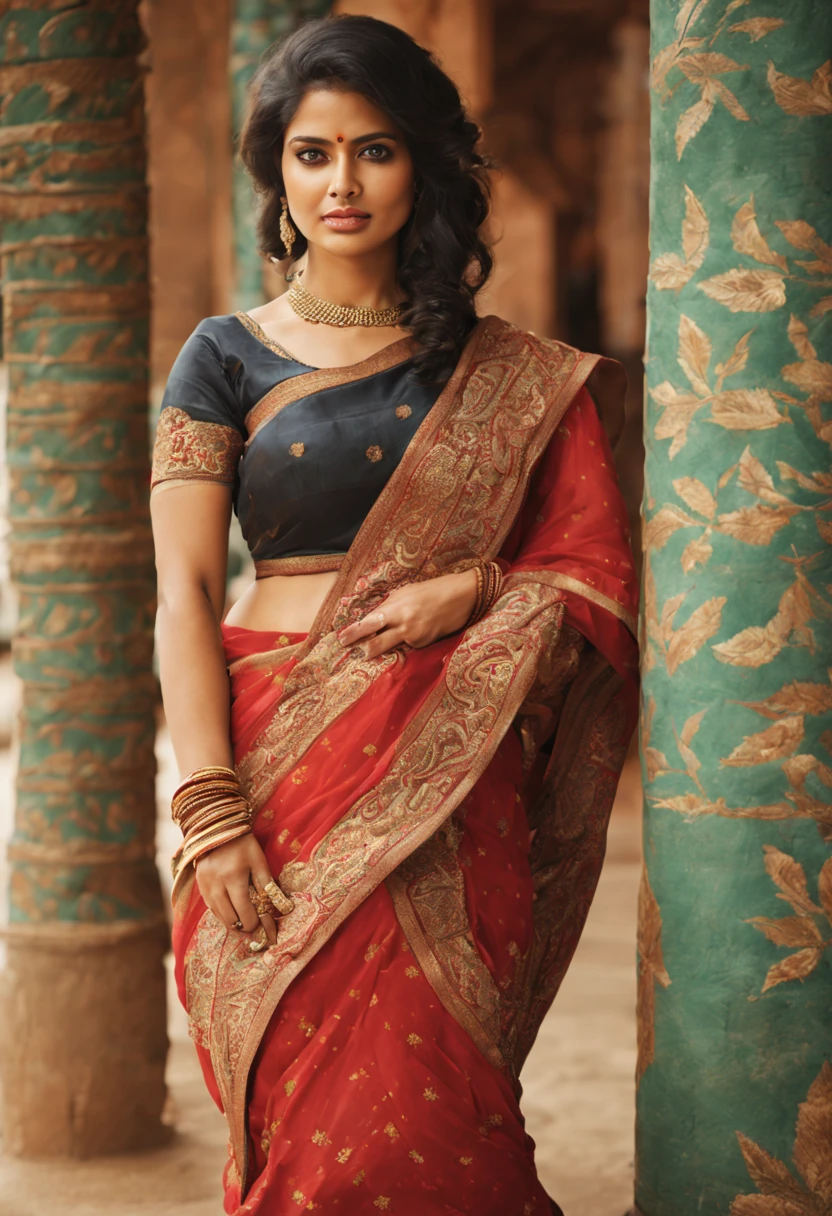 Beautiful Indian saree women with a big house - SeaArt AI