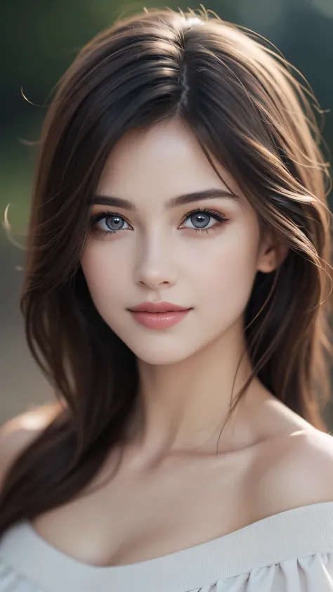 1girl, (Ultra realistic), (highly detailed eyes, highly detailed hair, highly detailed face, highly detailed plump lips), (off shoulder), breasts, upper body, caute smile, (best quality:1.4), Raw photo, (realistic, photo-realistic:1.37), professional photo...
