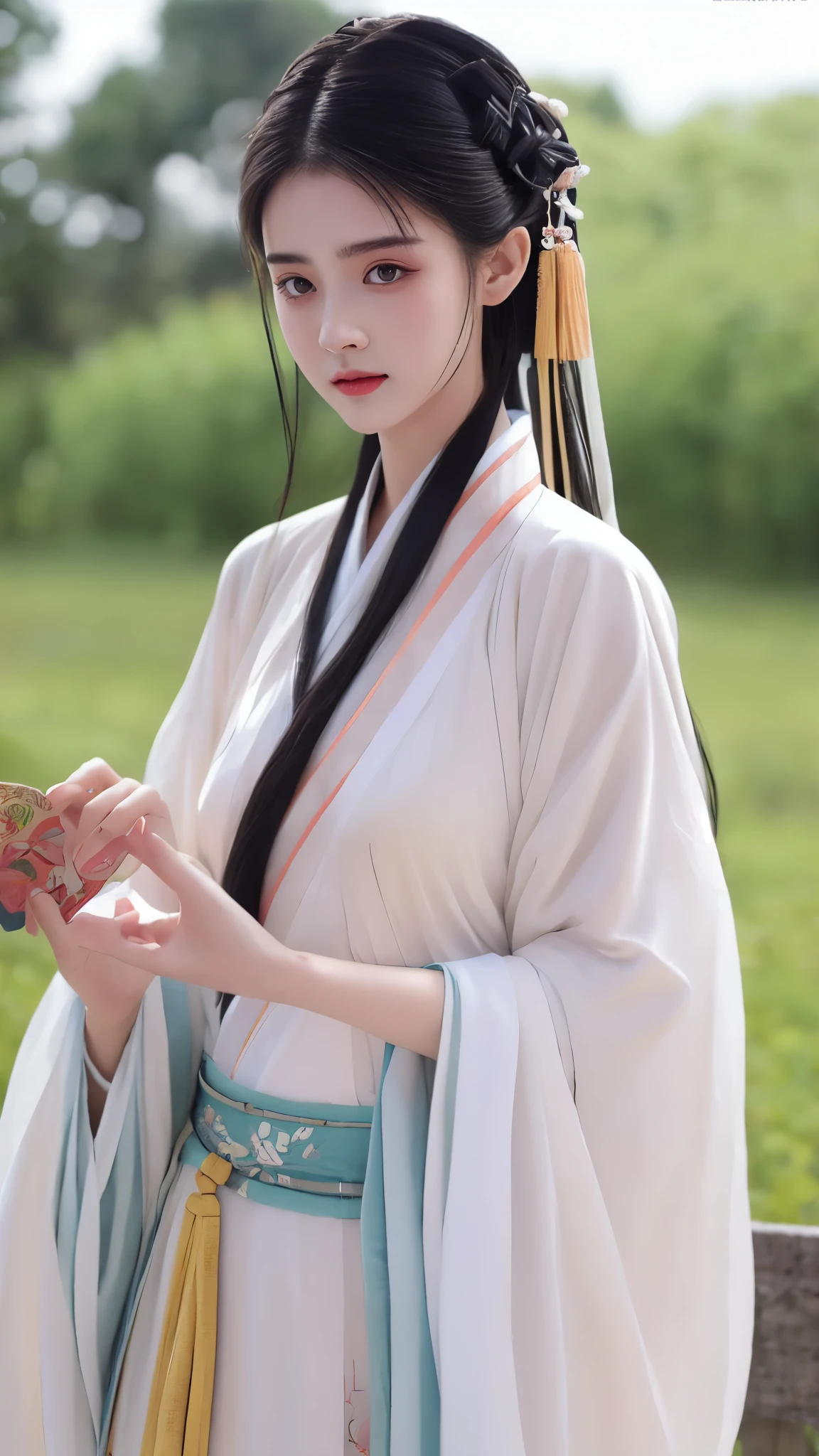 ltra-detailed,highly detailed,best quality,masterpiece,illustration,realistic,photorealistic,
hanfu-jingzhi, 1girl, solo, 
looking at viewer, upper body,  
