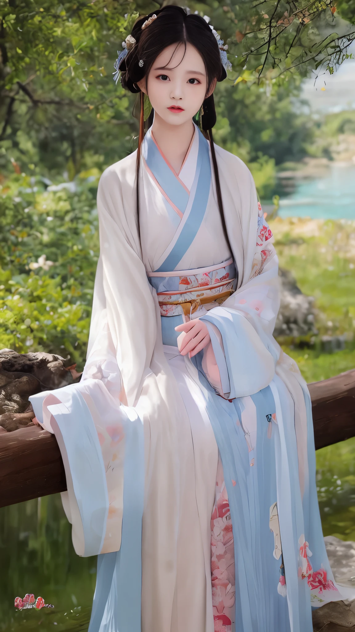 ltra-detailed,highly detailed,best quality,masterpiece,illustration,realistic,photorealistic,
hanfu-jingzhi, 1girl, solo, 
looking at viewer, upper body,  
