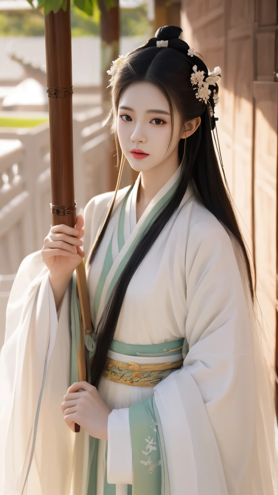 ltra-detailed,highly detailed,best quality,masterpiece,illustration,realistic,photorealistic,
hanfu-jingzhi, 1girl, solo, 
looking at viewer, upper body,  
