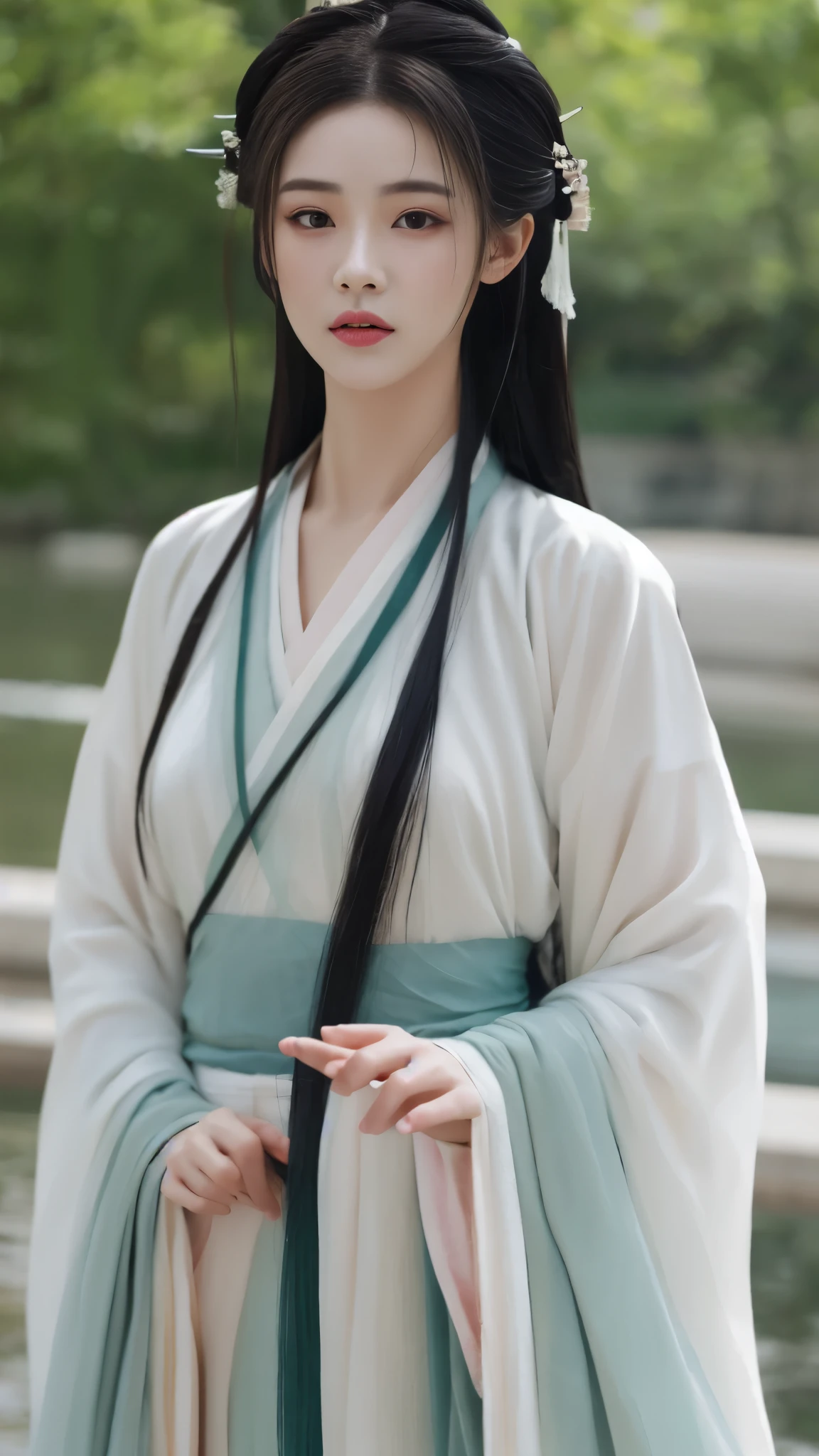 ltra-detailed,highly detailed,best quality,masterpiece,illustration,realistic,photorealistic,
hanfu-jingzhi, 1girl, solo, 
looking at viewer, upper body,  
