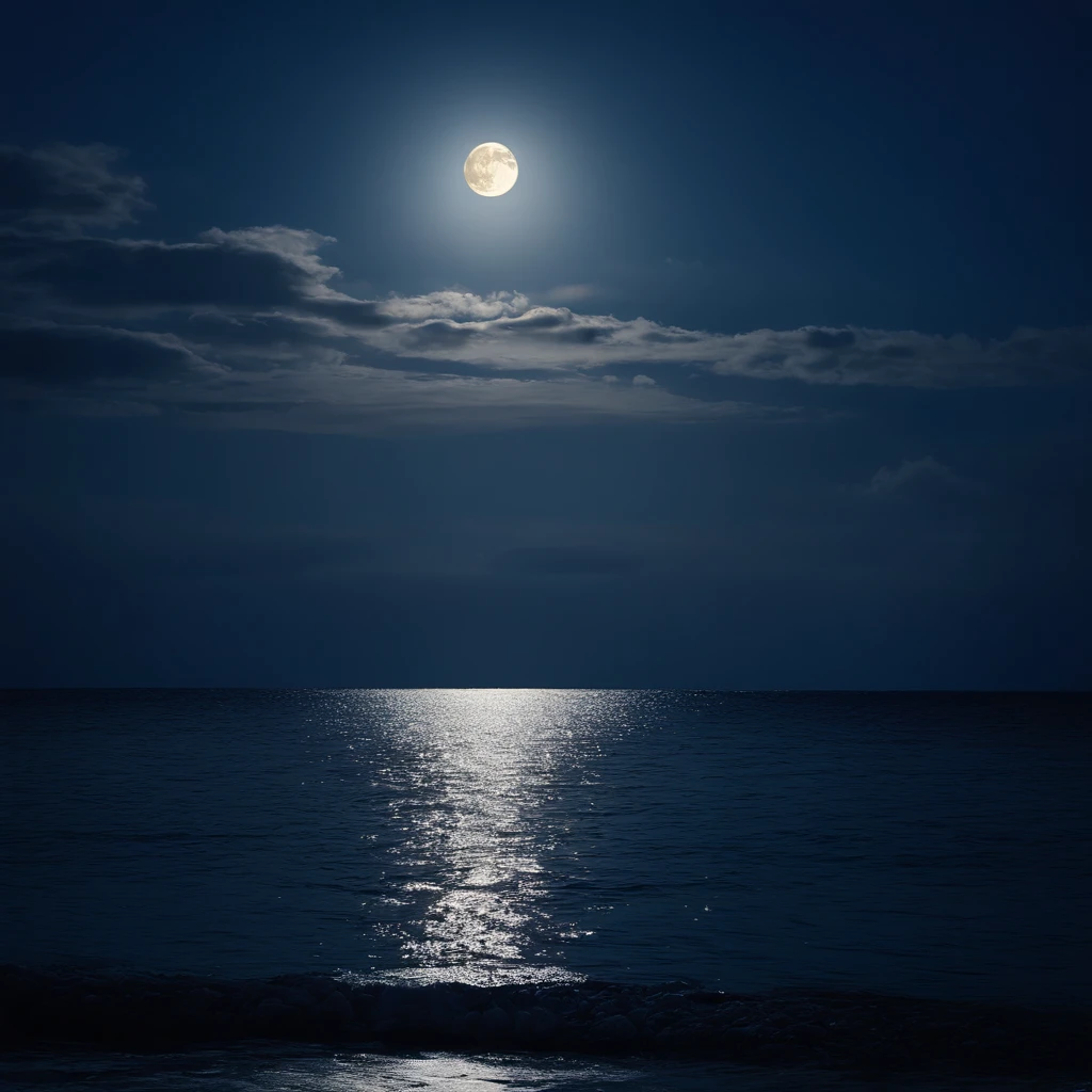bright reflections of moonlight on water surface, water surfaceに 