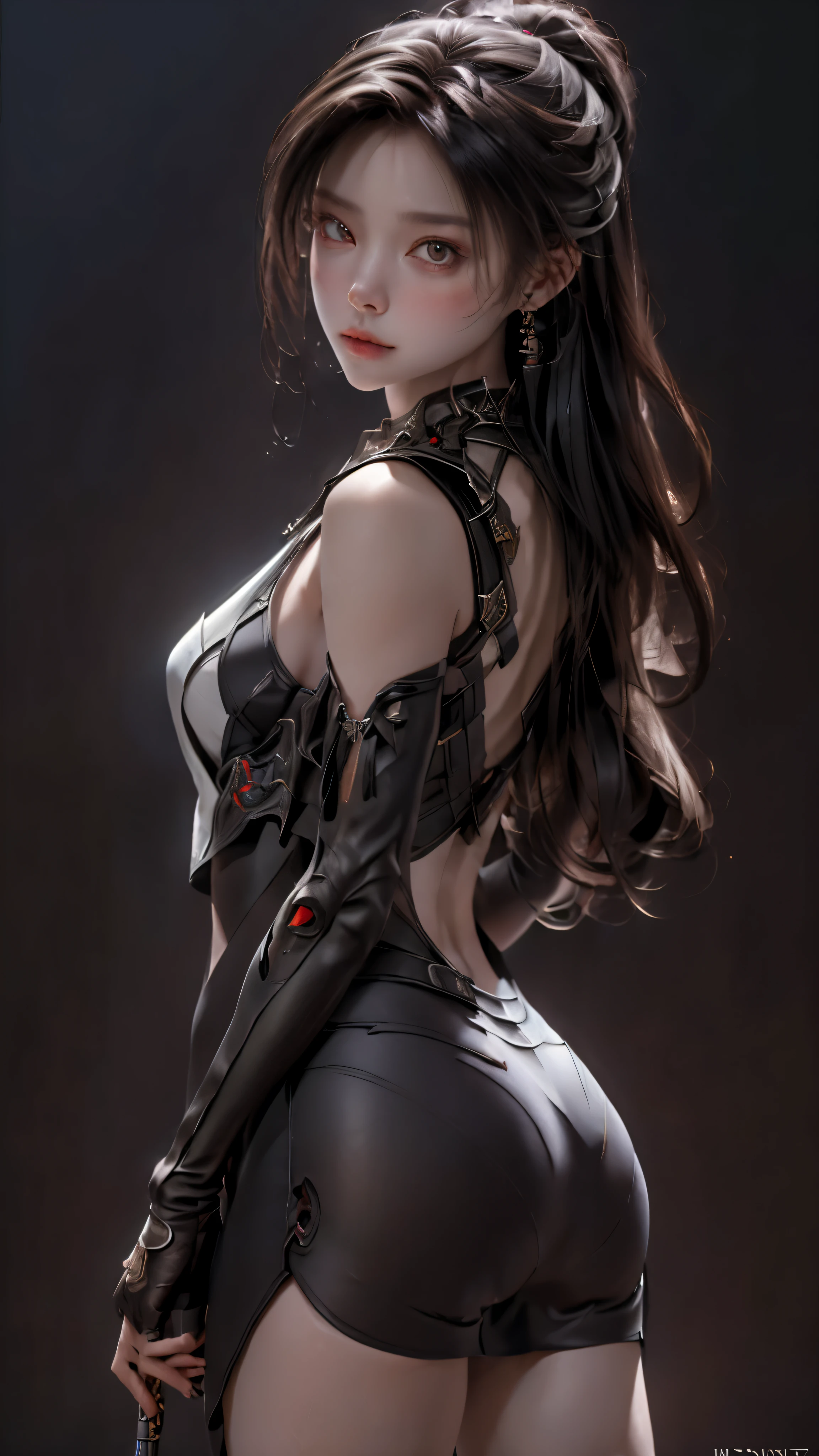 ((highest quality)), ((masterpiece)), (be familiar with:1.4), 。.。.。.3D, beautiful cyberpunk woman image,nffsw(high dynamic range),ray tracing,NVIDIA RTX,super resolution,unreal 5,scattered below the surface,PBR texturing,Post-processing,anisotropic filtering,written boundary depth,maximum clarity and sharpness,multilayer texture,Albedo and specular maps,surface shading,Accurate simulation of light-matter interactions,perfect proportions,octane rendering,two-tone lighting,wide aperture,Low ISO、White balance、Rule of thirds、8,000 students、((Holding a sword in your hand))(((look back)))