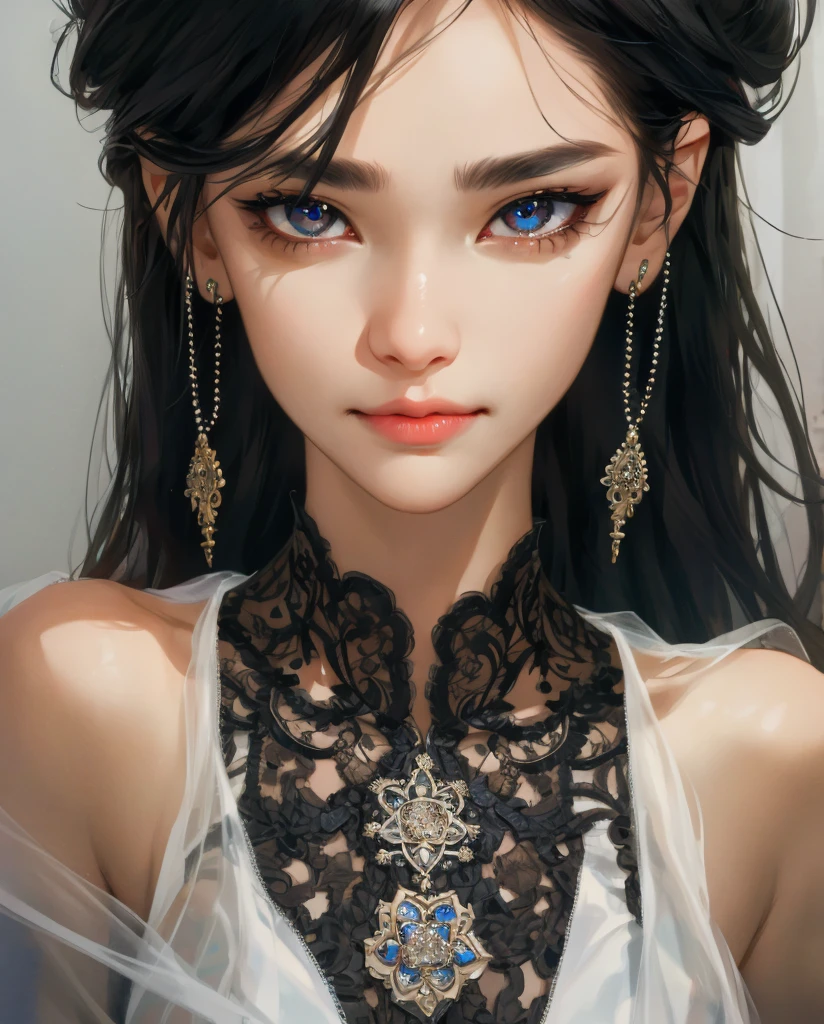 (absurd, high resolution, super detail), beautiful girl, intricate details, enlarged textures, intricate details, fine eyes and detailed face, intricate details, black hair, (closed mouth), perfect eyes, matching eyes, well-formed lips, amber eyes