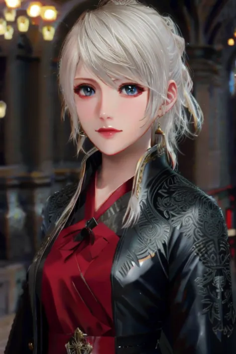 a close up of a woman with a red dress and black jacket, 8k portrait render, photorealistic anime girl render, tifa lockhart wit...