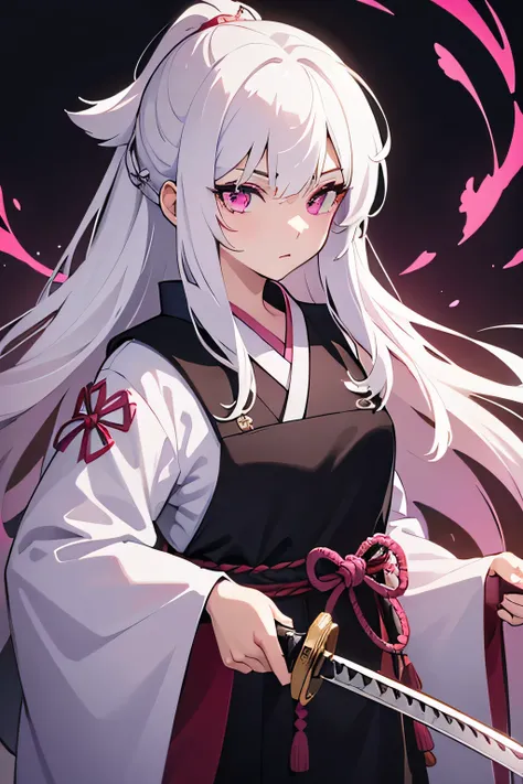 White hair，Hinata Hinata，Wearing kimono costumes，Bigboobs，Black ...