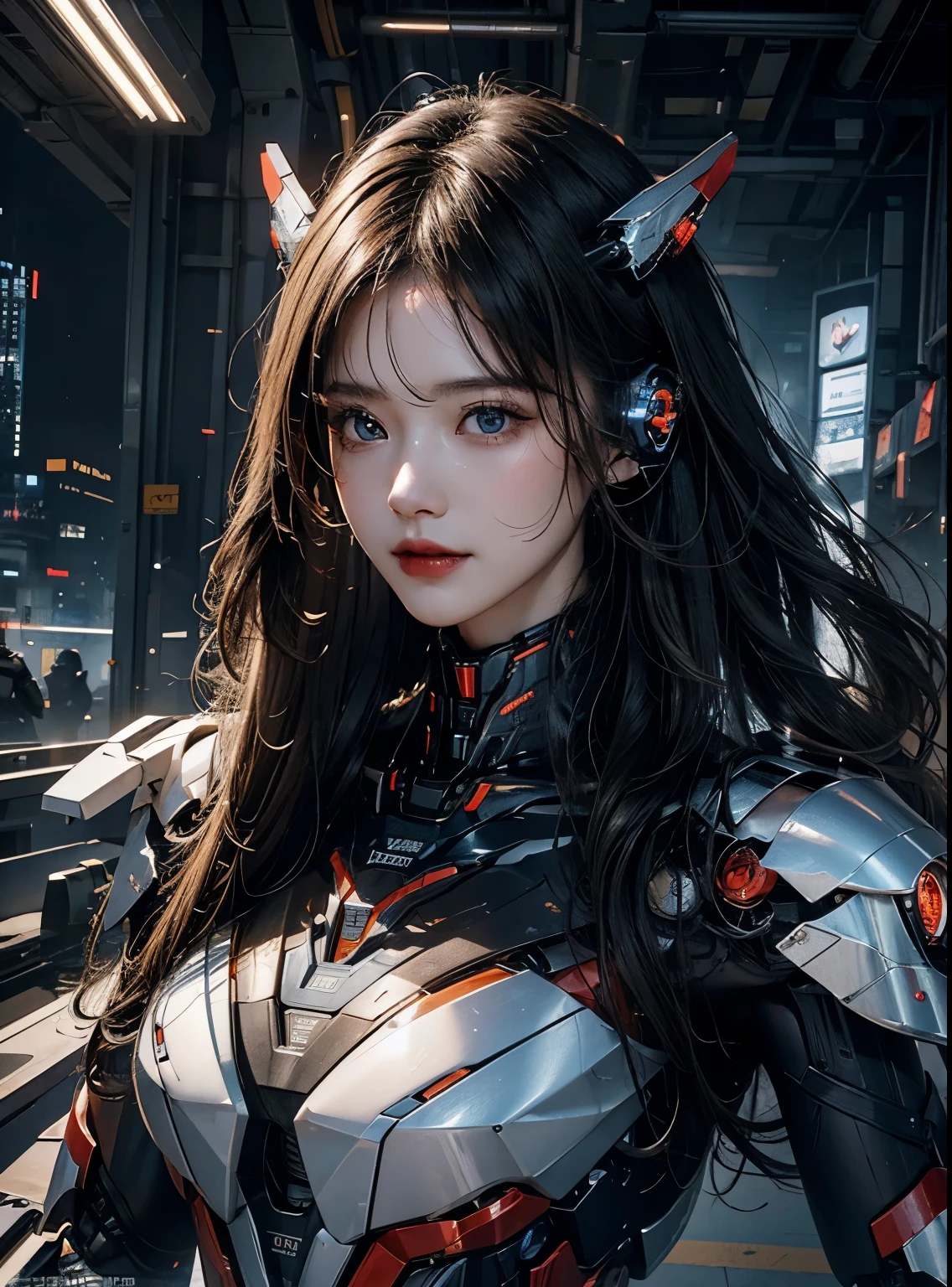 rough skin, Super detailed, advanced details, high quality, 最high quality, High resolution, 1080P, hard disk, beautiful,(War Machine),beautifulサイボーグの女性,Mecha cyborg girl,battle mode,Mecha body girl,彼女は未来的なWar Machineのメカを身に着けています,full body shot