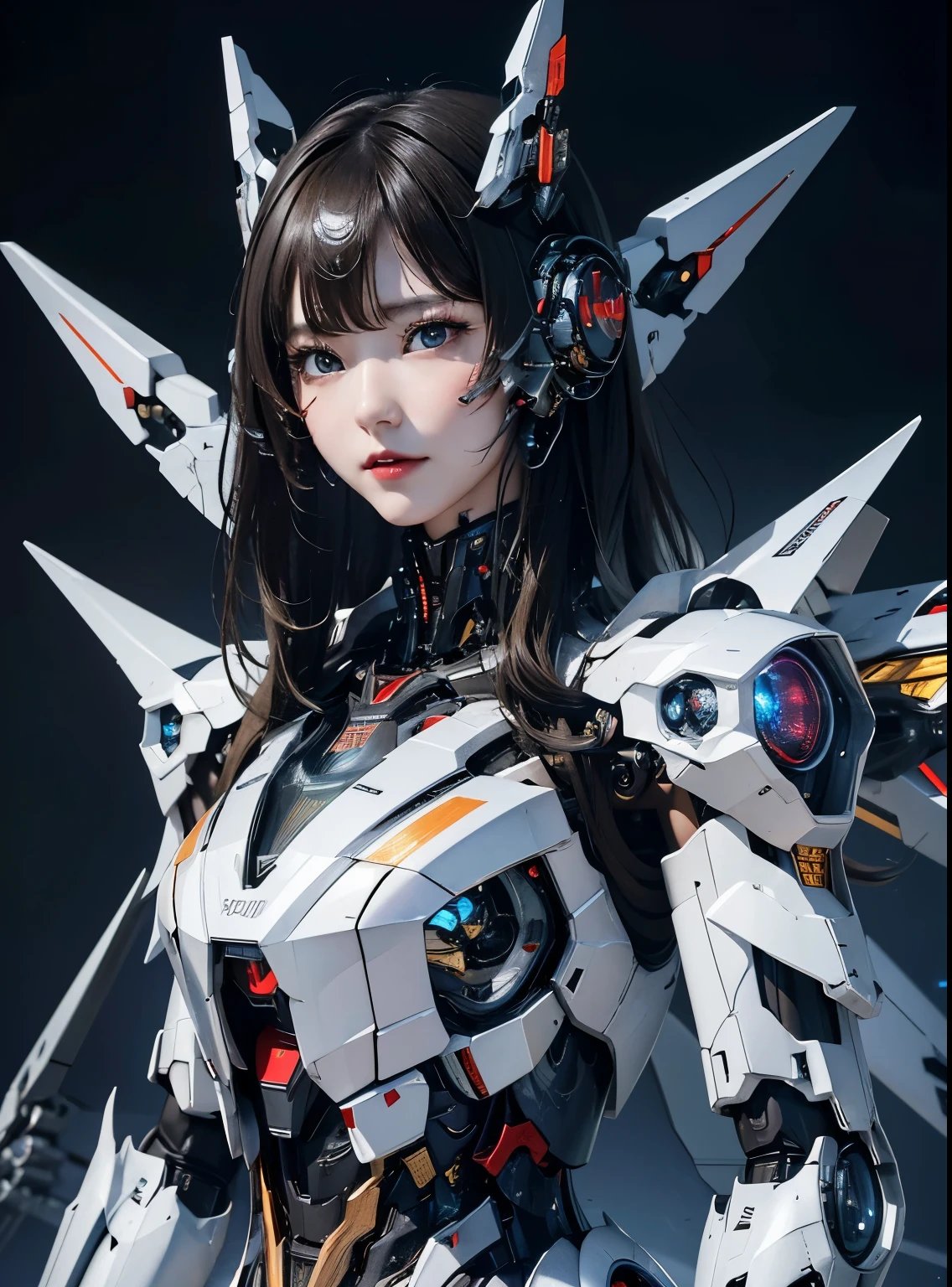 Pele áspera, super detalhado, detalhes avançados, alta qualidade, Melhor qualidade, Alta resolução, 1080P, disco rígido, lindo,(máquina de guerra),lindoサイボーグの女性,Mecha Ciborgue ,modo de batalha, With mechaanical body,Ela usa um futurista,mecha,tiro de corpo inteiro