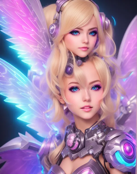 real anime cosplay robotic meha fairy girl portrait, beautiful, atmospheric, fantasy, hdr, ultra realistic, blonde, sharp focus,...