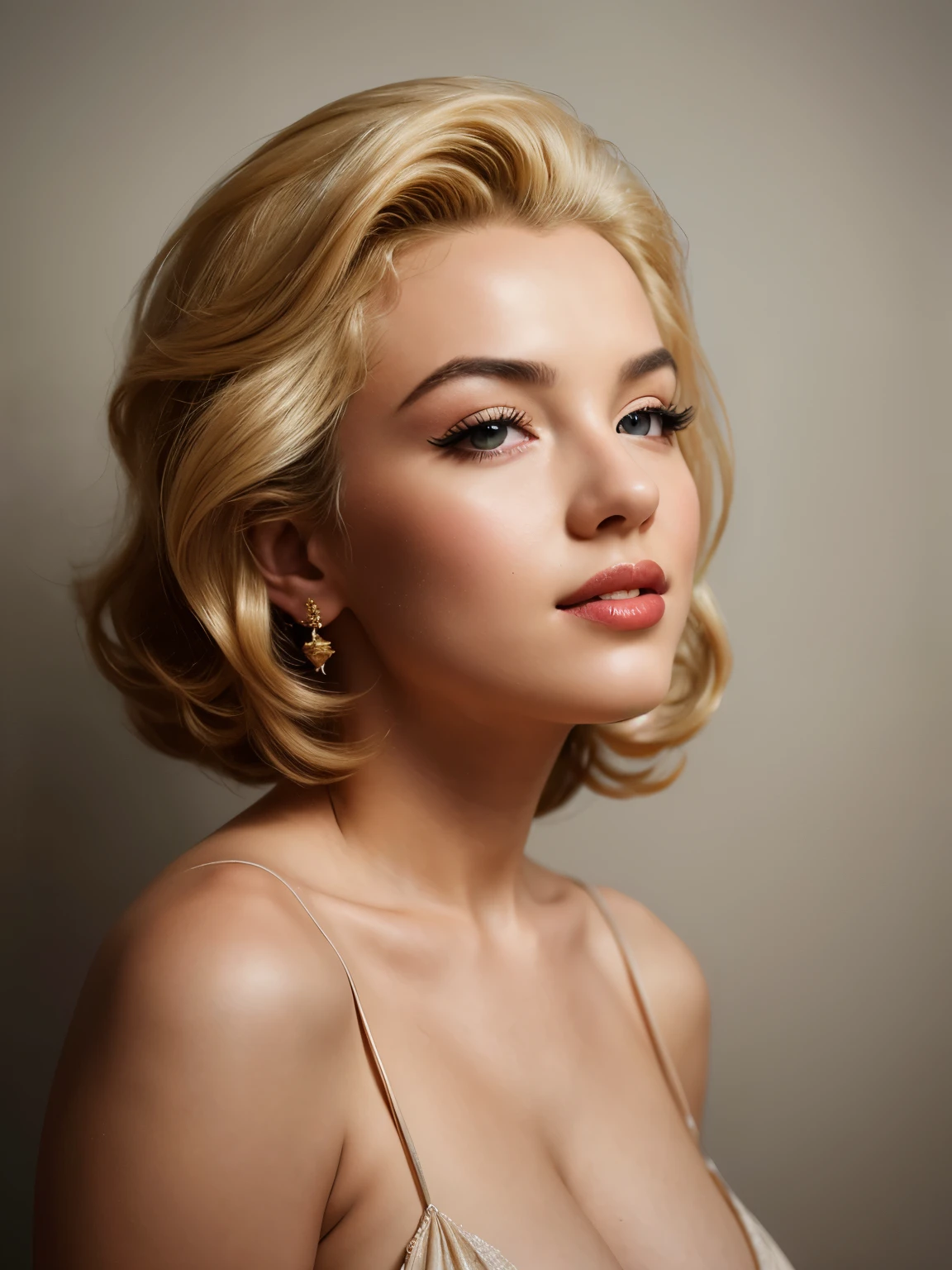 (Une haute résolution,Meilleure qualité,Réaliste),(portrait,personnage)&#39; Marilyn Monroe,(vue de côté:1.1),portrait in (Style charbon de bois classique:1.2) avec (bien, ombres détaillées:1.1),L&#39;image est (qualité exceptionnelle:1.2), avec (les lignes claires:1.1) Et (Des tons subtils:1.1) Créé un (ressemblant:1.37) . l&#39;éclairage est tamisé， (naturel:1.1), Accentuer les contours de son visage，ajouter de la profondeur à la composition globale.This artwork captures the beauty Et elegance of a teenager,