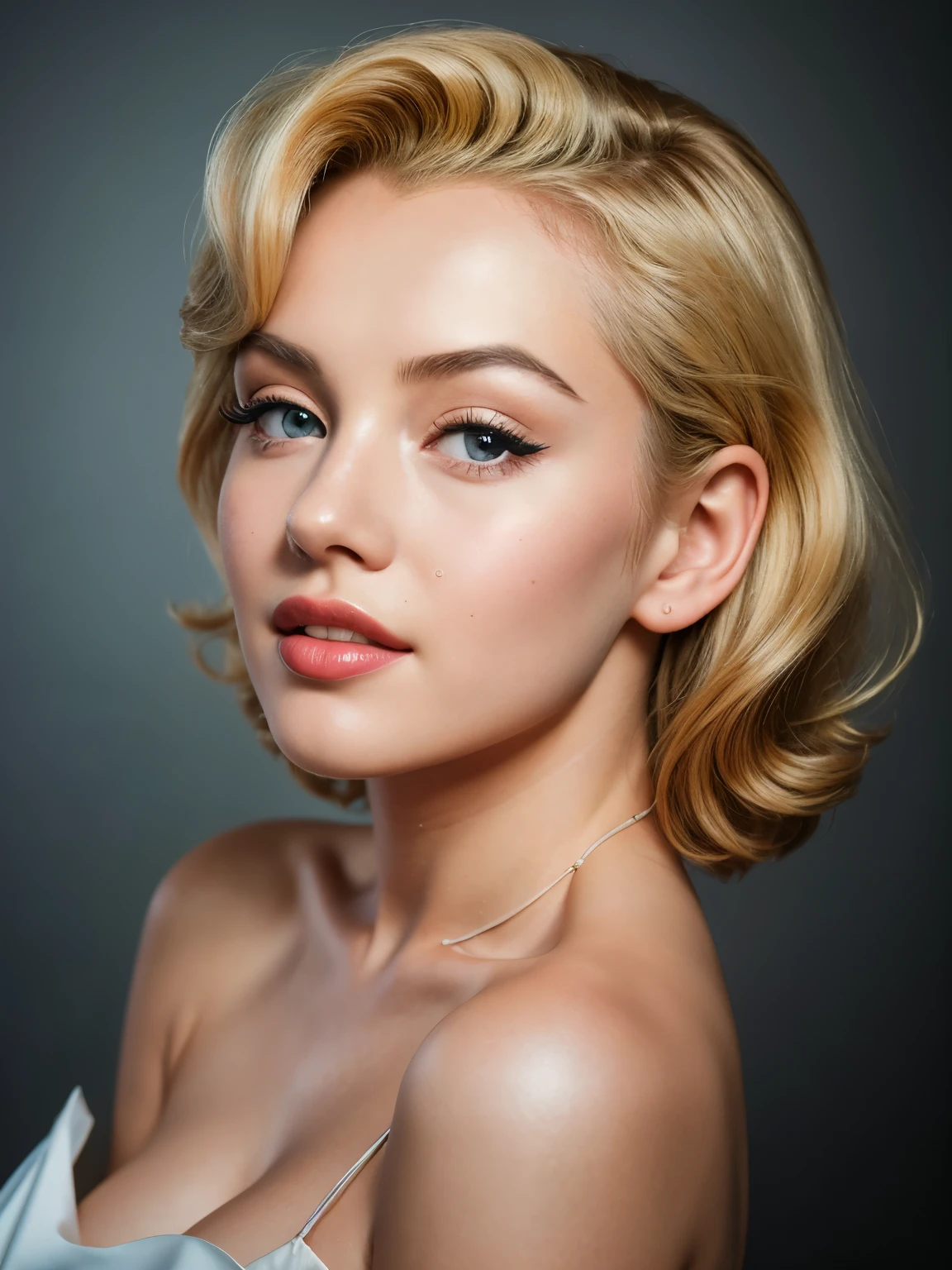 (Une haute résolution,Meilleure qualité,Réaliste),(portrait,personnage)&#39; Marilyn Monroe,(vue de côté:1.1),portrait in (Style charbon de bois classique:1.2) avec (bien, ombres détaillées:1.1),L&#39;image est (qualité exceptionnelle:1.2), avec (les lignes claires:1.1) Et (Des tons subtils:1.1) Créé un (ressemblant:1.37) . l&#39;éclairage est tamisé， (naturel:1.1), Accentuer les contours de son visage，ajouter de la profondeur à la composition globale.This artwork captures the beauty Et elegance of a teenager,