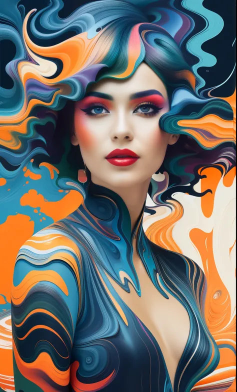 by Luis Duarte, closeup, beautiful sensual scandinavian woman in [fractal clouds jungle swamp] body suit, [Kuvshinov | van Gogh ...