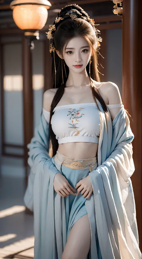 best picture quality，Very detailed，extremely high resolution，perfect body proportions，Works by top photographers。Beautiful Hanfu...
