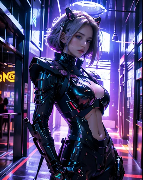 top-quality, tmasterpiece, super A high resolution, (Photorealsitic:1.4), RAW photo, Battle Robot Angel, Large wing made of metal, White porcelain body, Acrylic transparent cover, whaite hair, glowy skin, 1 Cyborg Girl, (( Super realistic details)),porate,...