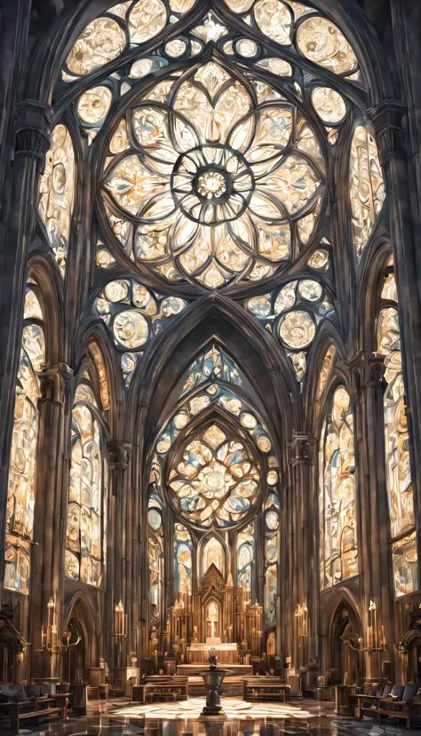 art deco:cathedral,geometric pattern,artistic, intricate details. very detailed, complex motifs, organic tracery, perfect compos...