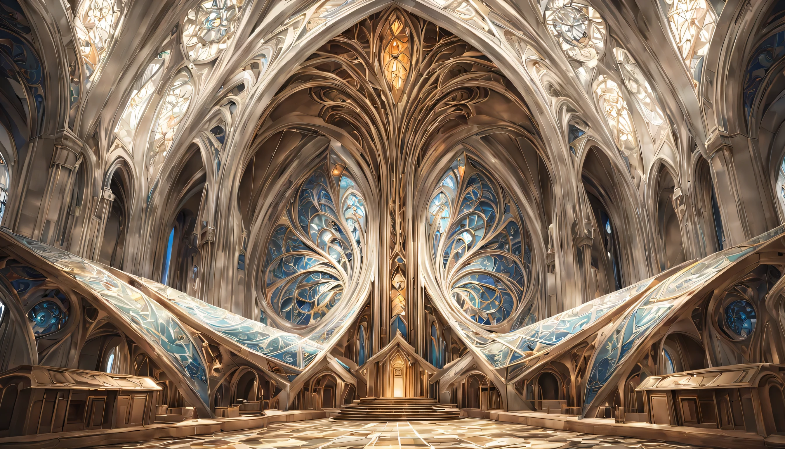 art deco:Cathedral,Geometric pattern:Linear,Artistic, intricate details. very detailed, Complex motifs, organic tracery, perfect composition, digital painting, art station, concept art, Smooth, T Masterpiece, highest quality, award-winning, High resolution, ,Beautiful and amazing,draw carefully,finely,colorful,octane rendering,white,,money,Silver,Brown