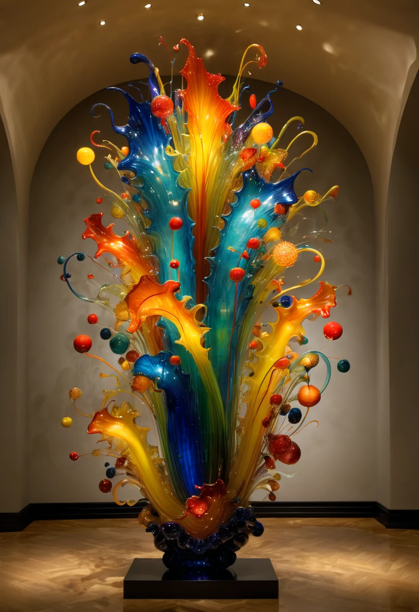 Art Deco design, starry sky, moon, by Dale Chihuly, best quality, masterpiece, 8k