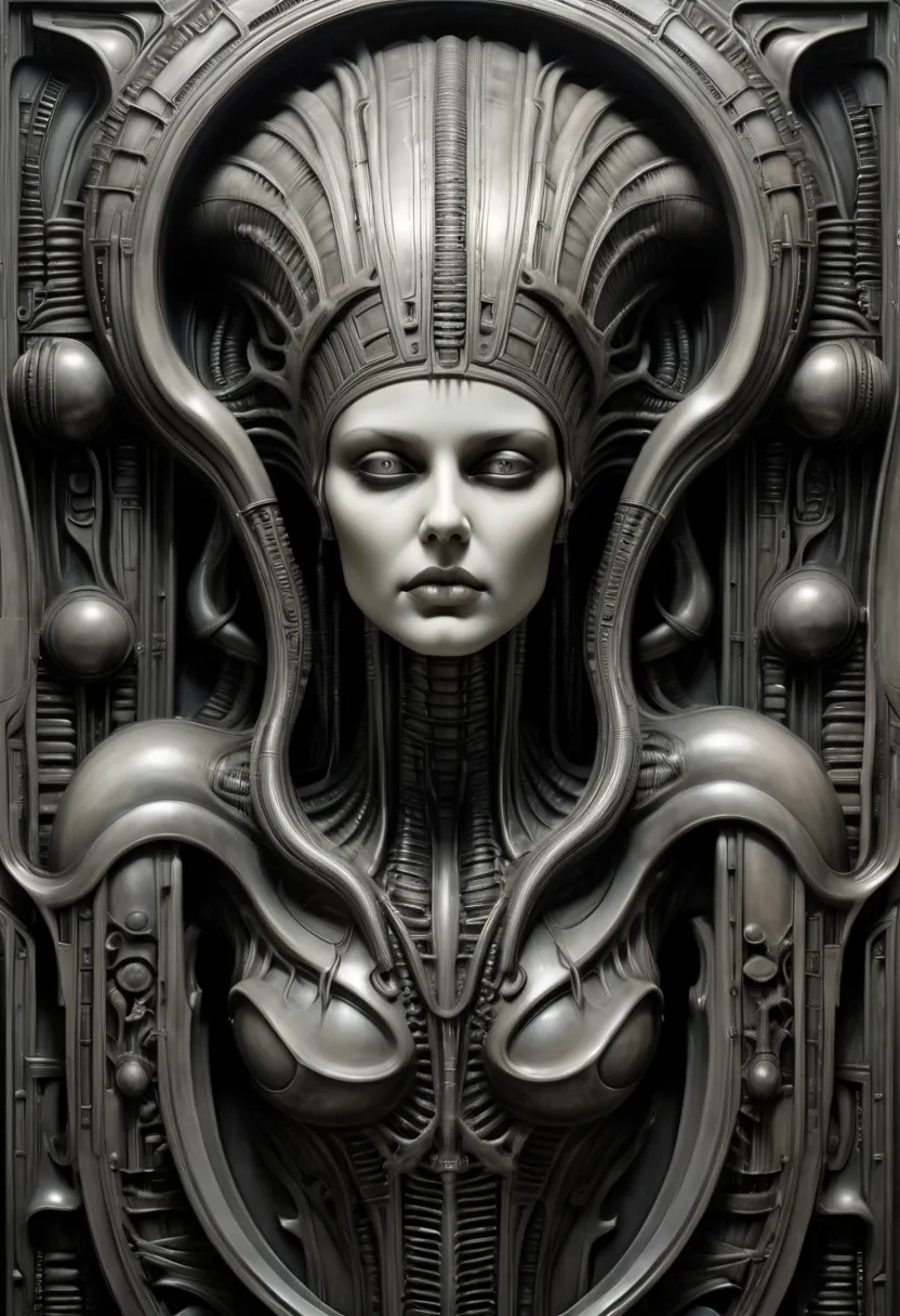 Art Deco, decorative art, by H. R. Giger, best quality, masterpiece, 8k