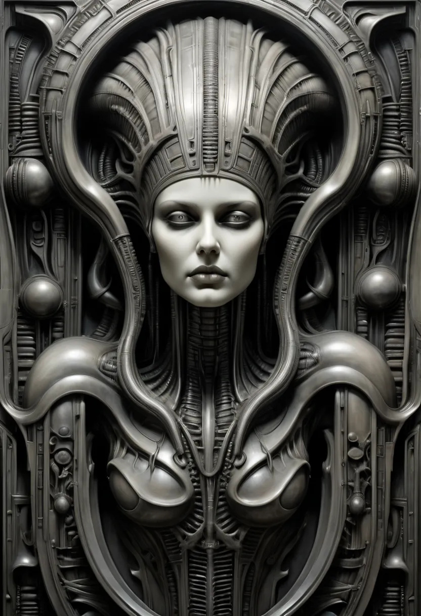 art deco, decorative art, by h. r. giger, best quality, masterpiece, 8k