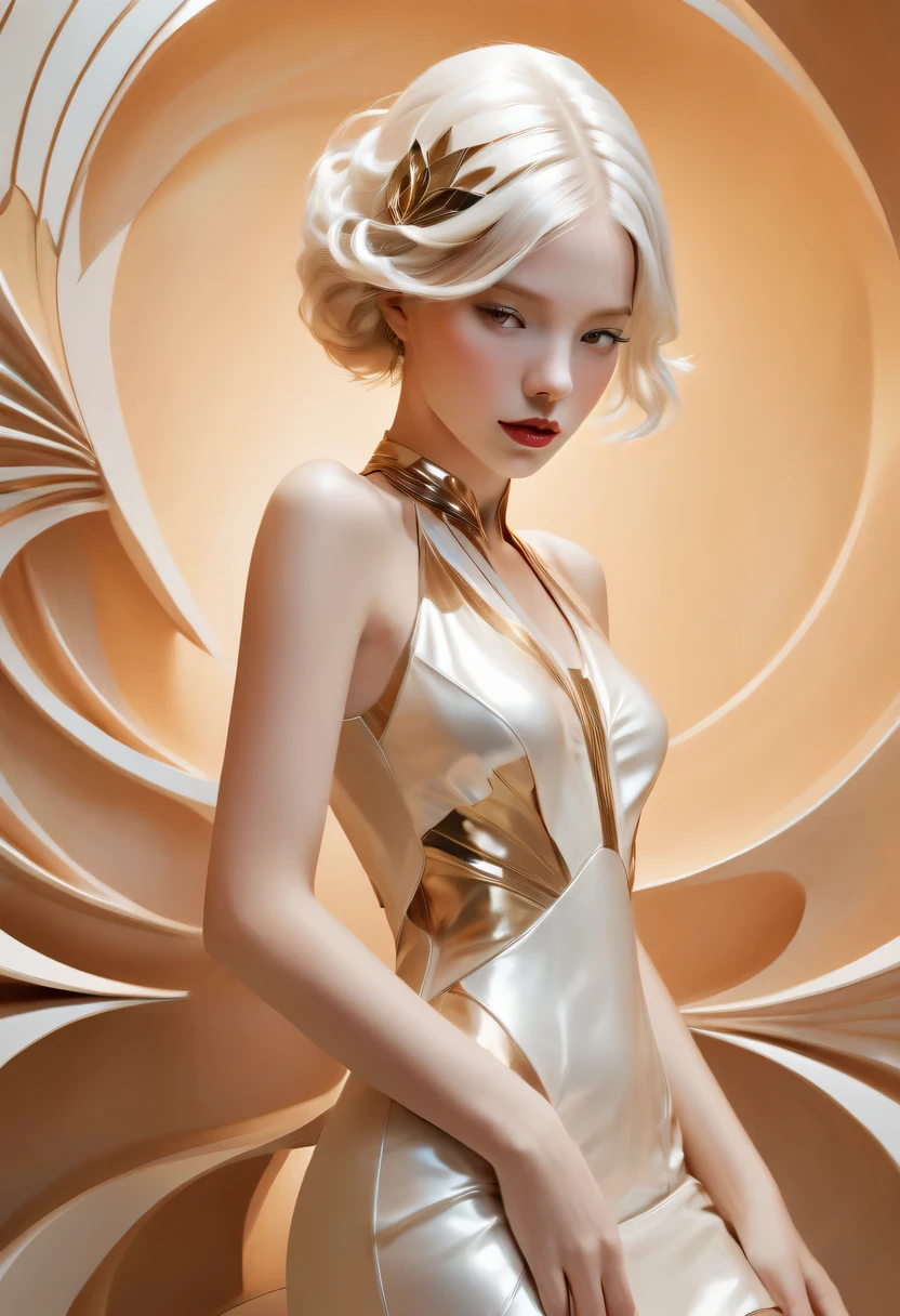 art deco design，fashion clothing，streamline moderne，Abstraction，futuristic，Light luxury