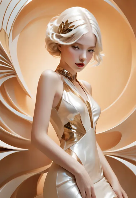 art deco design，fashion clothing，streamline moderne，abstraction，futuristic，light luxury