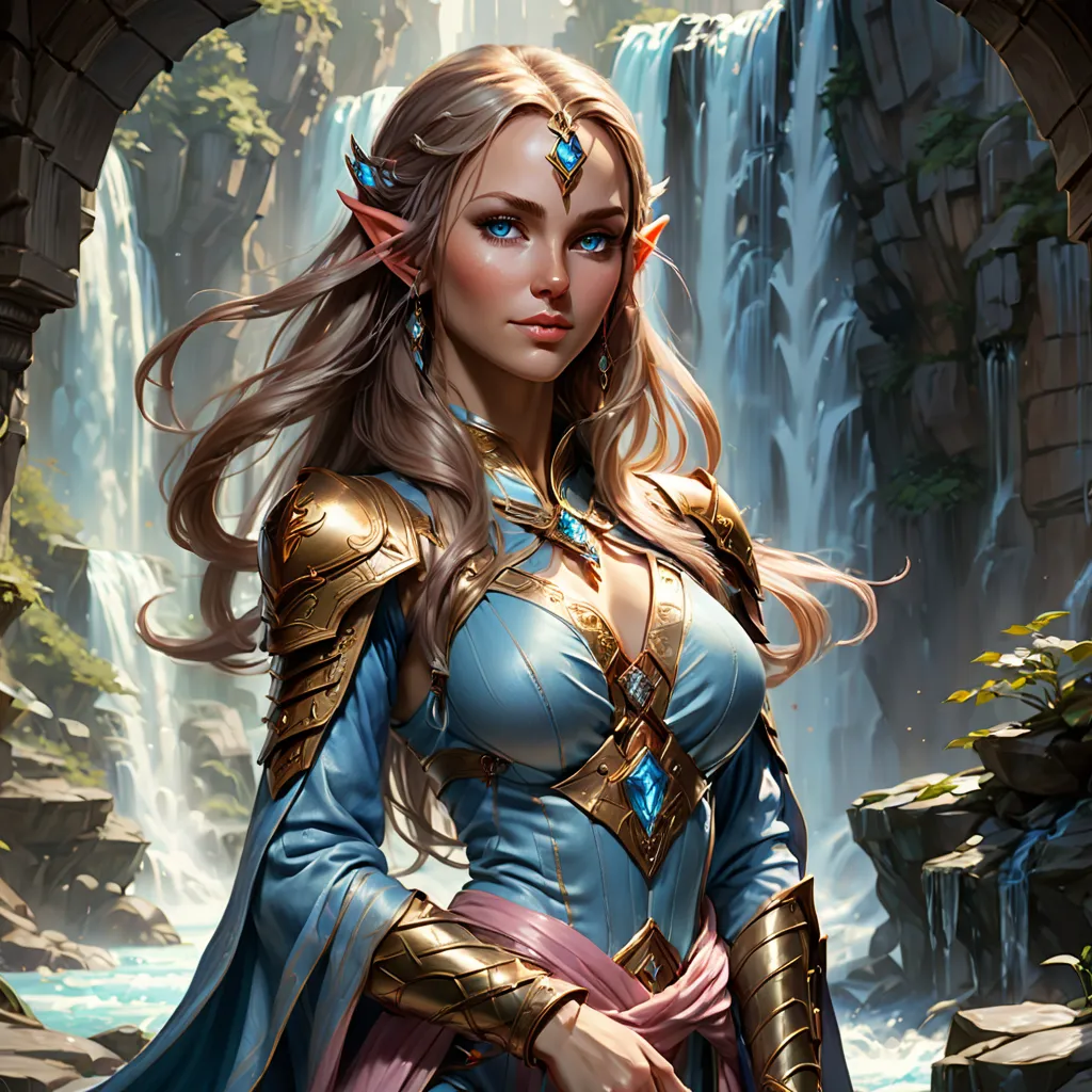 an exquisitely beautiful elf woman from warhammer 40.000, ((full-body shot)), a farseer of unwavering wisdom and power, flawless...