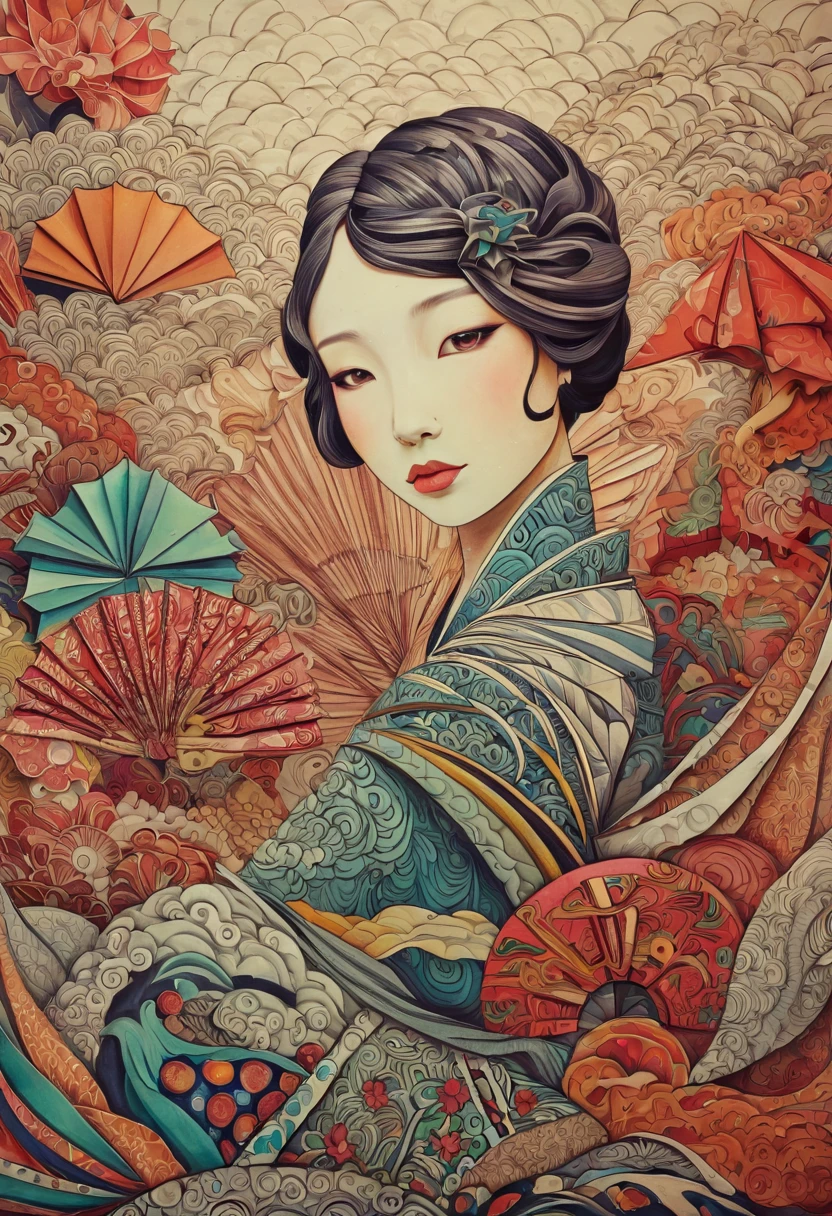 Chinese art deco, year 2040, zentagle, origami, cinematic.....by my self....lol....