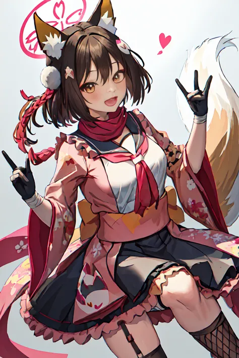 最好of质量, masterpiece, high resolution, 独自of, {Izuna_bluearchive:1.15}, animal_ears, fox_ears, fox_girl, animal_ear_fluff, halo, 棕...