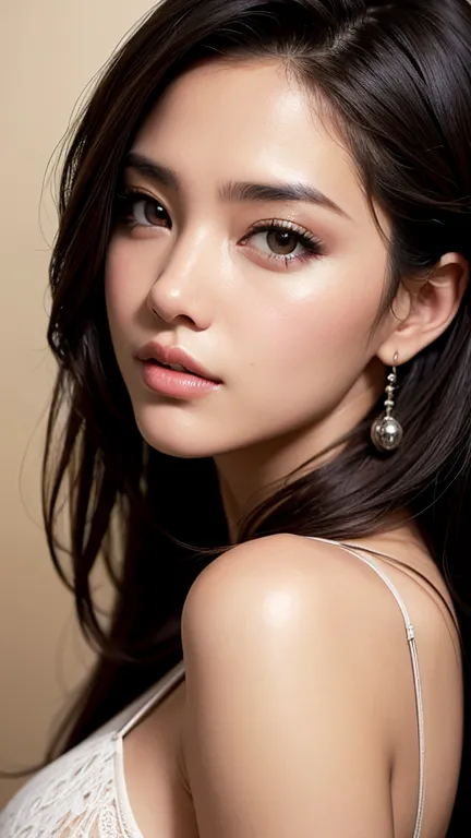 Close up of waifu Jennifer, hispanic, beautiful, sexy, exotic facial features
