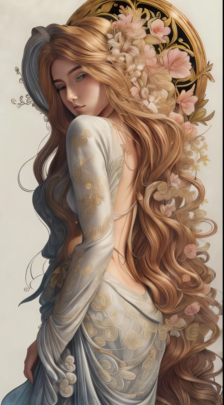 高品質, 8KウルトラHD, エッチング アクアチント, 細い線と影, 花のファンタジーワンダーランドの中心, 魅惑的で霊妙な美しい乙女の精神を目にする, 咲き誇る花のエッセンスで優雅に飾られた, 彼女の長く流れるような金色の髪, 金色の絹糸のような, 彼女の背中に優雅に流れ落ちる, 周囲の花を映し出す繊細な花のアクセントが織り交ぜられています. 彼女の目, 森の奥深くのエメラルドの色, 魔法と神秘の輝きを放つ, 彼女を取り囲む花のシンフォニーの美しさを反映している, With the clarity and detail of 8KウルトラHD images, すべての花びら, あらゆる色合い, 彼女のこの世のものとは思えない魅力が鮮やかに輝きながら表現されている, by yukisakura, 素晴らしいフルカラー,

