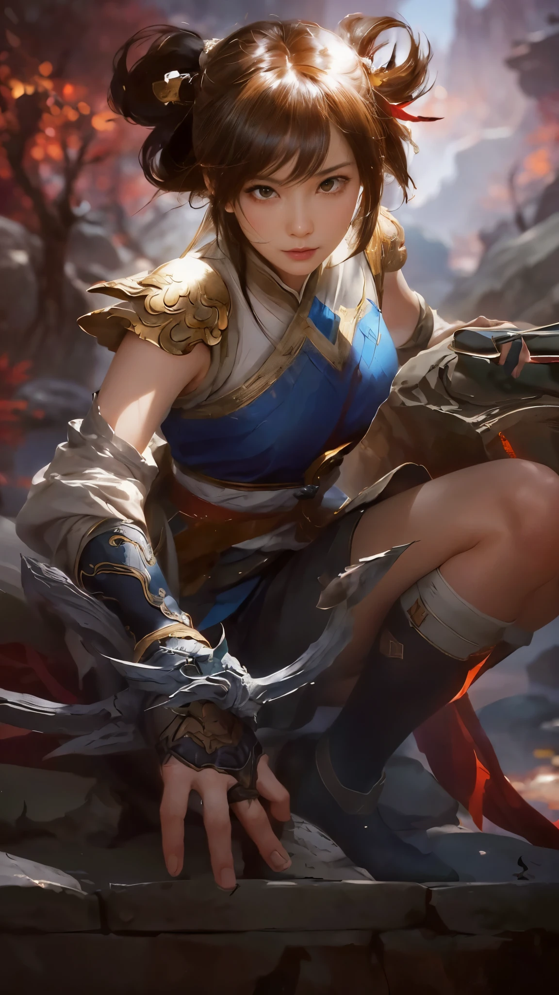 Ein Mädchen sitzt auf einem Felsen, extrem detailliertes Artgerm, style artgerm, von Yang J, Artgerm and Ruan Jia, als er, Handy-Tapete, ruan jia and artgerm, artgerm lau, G Liulischer Kunststil, orianna, style of artgerm, Xianxia-Held