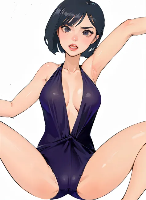 lipstick、waist center shirring、i hate it、anger、Cow print swimsuit、black eye、(masterpiece:1.2, highest quality, High resolution), (dynamic lighting) , (shiny skin:1.2), modern, evil２０Woman in her late teens、８０Anime style of the era、Light wrinkles between th...