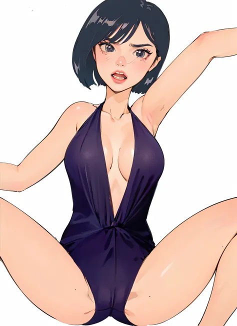 lipstick、waist center shirring、i hate it、anger、Cow print swimsuit、black eye、(masterpiece:1.2, highest quality, High resolution), (dynamic lighting) , (shiny skin:1.2), modern, malicious２０Woman in her late teens、８０Anime style of the era、Light wrinkles betwe...