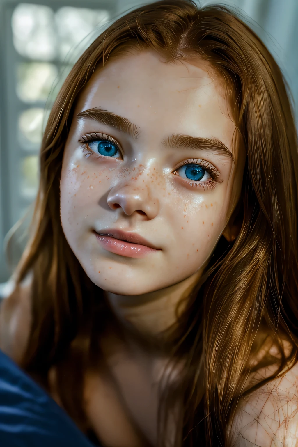 A close up of a young girl with freckles on her face - SeaArt AI