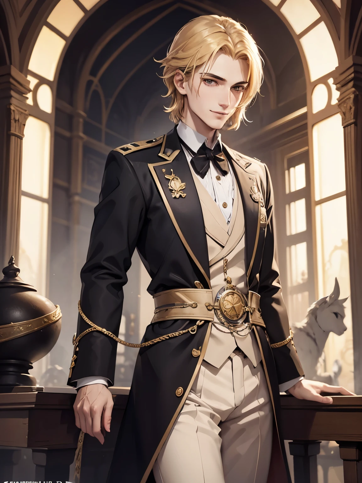 Nikolai has golden hair, shaved on one side and styled on the other, light brown eyes and slightly crooked nose, he has a beautiful face, "outlined by the features of a fairy-tale prince". He is described as extremely charming, handsome and smiling