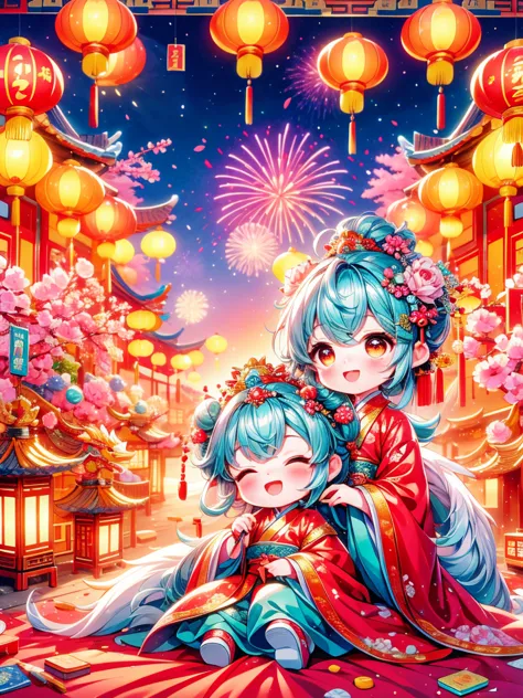 Continuing the charming and vibrant style of ancient Chinese folklore，depicts a young、little princess about two years old。This s...