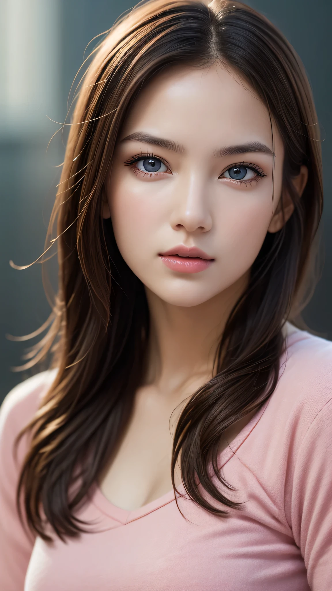 (1girl), ((Best Quality)), (Ultra-detailed), (extremely detailed CG unified 8k wallpaper), Highly detailed, High-definition raw color photos, Professional Photography, Peanut butter brown hair, Amazing face and eyes, Pink eyes, (amazingly beautiful girl), School, 