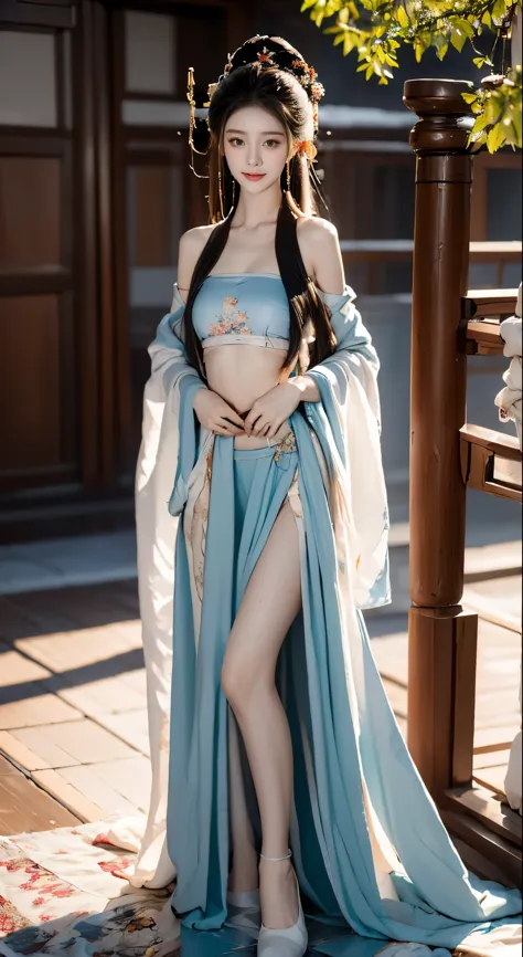 best picture quality，Very detailed，extremely high resolution，perfect body proportions，Works by top photographers。Beautiful Hanfu...