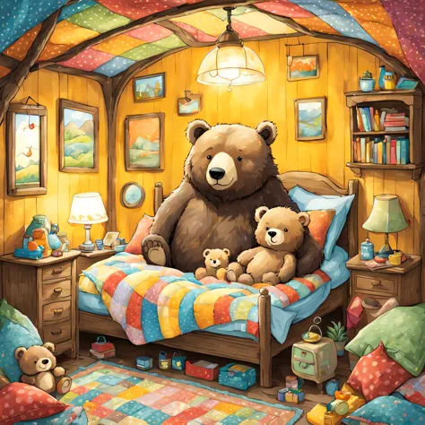 cuteAn illustration,underground:endures:In the hole,bear family:animal:hibernating:cute:nestle:sleep:comfortable and warm:looks ...